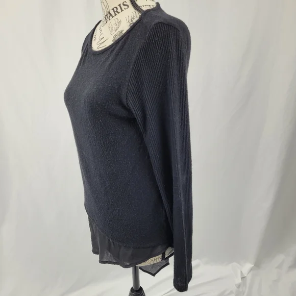 Allison Joy Black Sweater with shear angled bottom layer - Picture 2 of 5